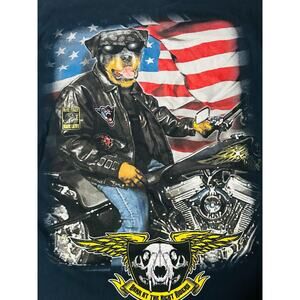 Rottweiler USA Flag Bikercore Harley MENS XXL Motorcycle Skull Graphic T Shirt